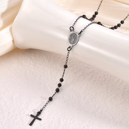Chalice Cross Rosary Necklace Metal Catholic Orthodox Rosary
